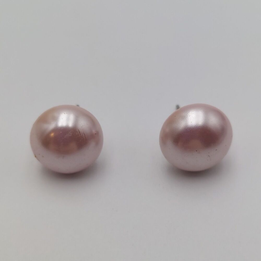 Blush Pink Button Pierced Earrings 1/2"